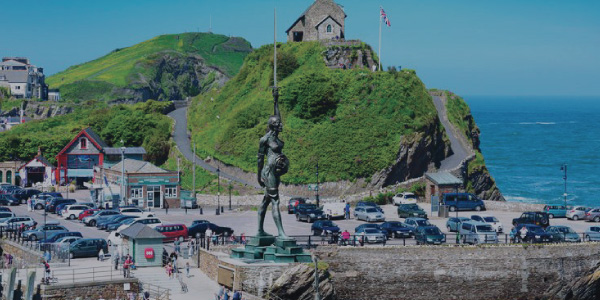 Pregnant Women Sculpture in the middle of harbour of Ilfracombe City